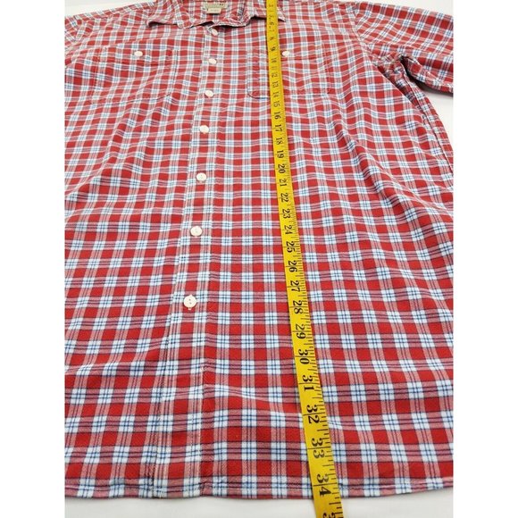 LL Bean Button Up Shirt Mens Size XLT Red  Long Sleeve Plaid Casual Preppy B46 - Picture 7 of 9